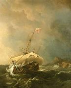Willem Van de Velde The Younger An English Ship in a Gale Trying to Claw off a Lee Shore oil painting reproduction